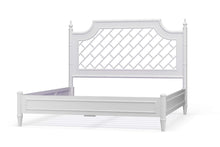 Load image into Gallery viewer, Crafted from solid mahogany, the Chelsea Bed brings classic faux bamboo design into a beautifully balanced, livable form, Architectural White with light distress
