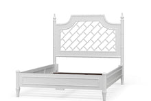 Load image into Gallery viewer, Crafted from solid mahogany, the Chelsea Bed brings classic faux bamboo design into a beautifully balanced, livable form in Architectural White with light distress.
