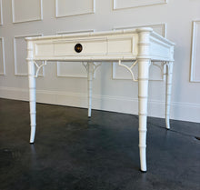 Load image into Gallery viewer, The Dunehaven Bamboo Game Table creates an inviting spot for cards, Mahjong, or an intimate conversation, with a square top that brings everyone within easy reach. Bamboo-inspired trim, turned legs, and curved stretcher details give it the collected character of a timeless favorite. Good Bones Furniture
