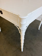 Load image into Gallery viewer, The Dunehaven Bamboo Game Table creates an inviting spot for cards, Mahjong, or an intimate conversation, with a square top that brings everyone within easy reach. Bamboo-inspired trim, turned legs, and curved stretcher details give it the collected character of a timeless favorite. Good Bones Furniture
