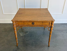 Load image into Gallery viewer, The Dunehaven Bamboo Game Table creates an inviting spot for cards, Mahjong, or an intimate conversation, with a square top that brings everyone within easy reach. Bamboo-inspired trim, turned legs, and curved stretcher details give it the collected character of a timeless favorite. Good Bones Furniture
