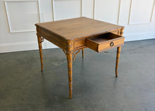 Load image into Gallery viewer, The Dunehaven Bamboo Game Table creates an inviting spot for cards, Mahjong, or an intimate conversation, with a square top that brings everyone within easy reach. Bamboo-inspired trim, turned legs, and curved stretcher details give it the collected character of a timeless favorite. Good Bones Furniture
