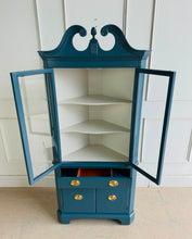 Load image into Gallery viewer, Vintage Corner Cabinet in Hague Blue
