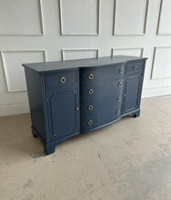 Load image into Gallery viewer, Vintage Bowfront Buffet in Custom Navy Blue
