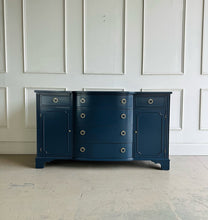 Load image into Gallery viewer, Vintage Bowfront Buffet in Custom Navy Blue
