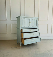 Load image into Gallery viewer, Mid Century Armoire by Dixie Furniture in Unusual Gray
