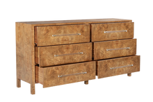 Load image into Gallery viewer, The Fremont Dresser is a bold, architectural storage piece that showcases the natural drama of burled ash. Its clean, rectilinear form allows the intricate grain pattern to take center stage, creating a rich, organic texture across the entire façade. Good Bones Furniture
