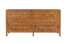 Load image into Gallery viewer, The Fremont Dresser is a bold, architectural storage piece that showcases the natural drama of burled ash. Its clean, rectilinear form allows the intricate grain pattern to take center stage, creating a rich, organic texture across the entire façade. Good Bones Furniture

