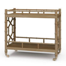 Load image into Gallery viewer, Grosvenor Drinks Trolley is a classic entertaining piece defined by its Chippendale-inspired faux bamboo design and elegant proportions, Fruitwood.
