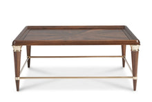 Load image into Gallery viewer, Finished in #G1 Cotswold, the tone enhances the natural variation in the wood while maintaining a polished, designer-level appearance. The Carmen Cocktail Table delivers the presence and craftsmanship Hickory White is known for, offered in excellent display condition. Good Bones Furniture
