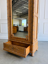Load image into Gallery viewer, Faux Bamboo Armoire with Mirrored Door
