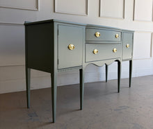 Load image into Gallery viewer, Vintage Hepplewhite Style Bowfront Sideboard in Evergreen Fog
