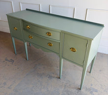 Load image into Gallery viewer, Vintage Hepplewhite Style Bowfront Sideboard in Evergreen Fog
