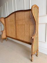 Load image into Gallery viewer, The Kingstone Cane Headboard brings the perfect blend of natural beauty and refined elegance to your bedroom. Constructed with a solid mango wood frame and detailed with stunning cane along the back and sides, this headboard exudes craftsmanship and style. Its clean lines and rich textures make it an ideal choice for both modern and traditional interiors. Good Bones Furniture
