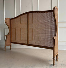 Load image into Gallery viewer, The Kingstone Cane Headboard brings the perfect blend of natural beauty and refined elegance to your bedroom. Constructed with a solid mango wood frame and detailed with stunning cane along the back and sides, this headboard exudes craftsmanship and style. Its clean lines and rich textures make it an ideal choice for both modern and traditional interiors. Good Bones Furniture
