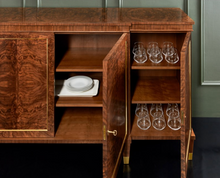 Load image into Gallery viewer, Modern History Large Walnut Breakfront Cabinet
