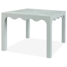 Load image into Gallery viewer, The Naomi Game Table by Hooker Furniture brings playful sophistication to gathering spaces with its distinctive texture and tailored design. Fully wrapped in hand-finished coastal blue painted raffia, it offers a rich, tactile surface that adds depth and visual interest. Good Bones Furniture
