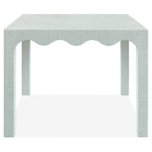 Load image into Gallery viewer, The Naomi Game Table by Hooker Furniture brings playful sophistication to gathering spaces with its distinctive texture and tailored design. Fully wrapped in hand-finished coastal blue painted raffia, it offers a rich, tactile surface that adds depth and visual interest. Good Bones Furniture
