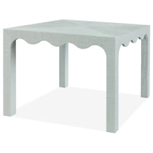 Load image into Gallery viewer, The Naomi Game Table by Hooker Furniture brings playful sophistication to gathering spaces with its distinctive texture and tailored design. Fully wrapped in hand-finished coastal blue painted raffia, it offers a rich, tactile surface that adds depth and visual interest. Good Bones Furniture
