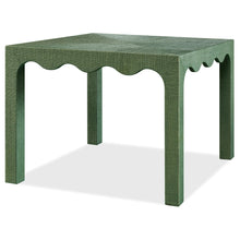 Load image into Gallery viewer, The Naomi Game Table by Hooker Furniture brings playful sophistication to gathering spaces with its distinctive texture and tailored design. Fully wrapped in hand-finished green painted raffia, it offers a rich, tactile surface that adds depth and visual interest. Good Bones Furniture
