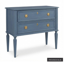 Load image into Gallery viewer, The Phillips Scott Franklin Chest pairs classic proportions with practical storage and a light, elevated silhouette. Crafted from hardwood solids and veneers, it features two spacious drawers framed by traditional molding. Brass hardware and decorative key escutcheons add warmth, while the molded top and tall tapered legs complete its timeless design. Good Bones Furniture
