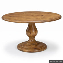 Load image into Gallery viewer, The Phillips Scott 48 inch Lafayette Dining Table offers the character of a grand European pedestal table in a comfortably scaled footprint. Designed to seat four, it is an inviting choice for breakfast rooms, dining nooks, and smaller dining spaces. Crafted from hardwood solids and veneers, its round top features a layered molded edge supported by a sculptural turned pedestal and substantial tiered base. Good Bones Furniture
