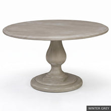 Load image into Gallery viewer, The Phillips Scott 48 inch Lafayette Dining Table offers the character of a grand European pedestal table in a comfortably scaled footprint. Designed to seat four, it is an inviting choice for breakfast rooms, dining nooks, and smaller dining spaces. Crafted from hardwood solids and veneers, its round top features a layered molded edge supported by a sculptural turned pedestal and substantial tiered base. Good Bones Furniture
