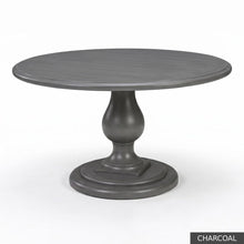 Load image into Gallery viewer, The 54 inch Lafayette Dining Table hits the sweet spot for round dining—generous enough to seat six comfortably, yet intimate enough to keep conversation effortless. Designed by Phillips Scott and crafted from hardwood solids and veneers, the table features a layered molded edge, sculptural turned pedestal, and substantial tiered base. Good Bones Furniture
