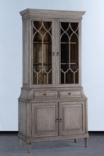Load image into Gallery viewer, Elevate your dining or living space with the timeless elegance of the Rosalind China Cabinet. Handcrafted from solid mango wood and mango wood veneers, this cabinet combines durability with natural beauty, showcasing the wood's rich, warm tones and unique grain patterns. Its sleek design is complemented by solid brass hardware, adding a touch of refined sophistication. Good Bones Furniture
