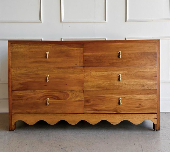 Chloe 6 drawer Scalloped bottom Dresser