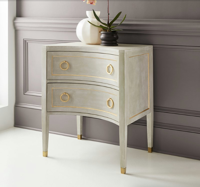 Gustavian Two Drawer Concave Nightstand