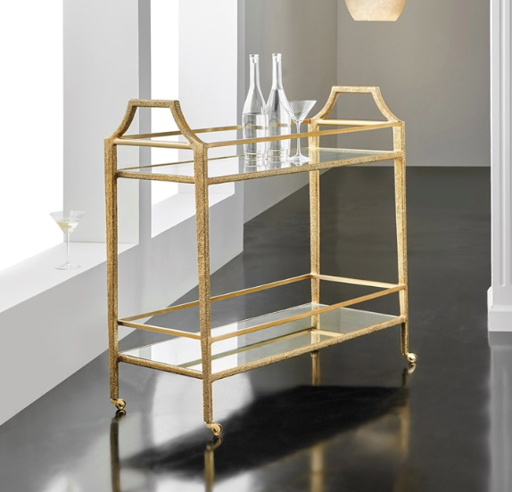 Shagreen Brass Bar Cart