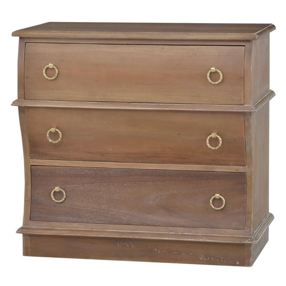 Serpentine 3 drawer bedside