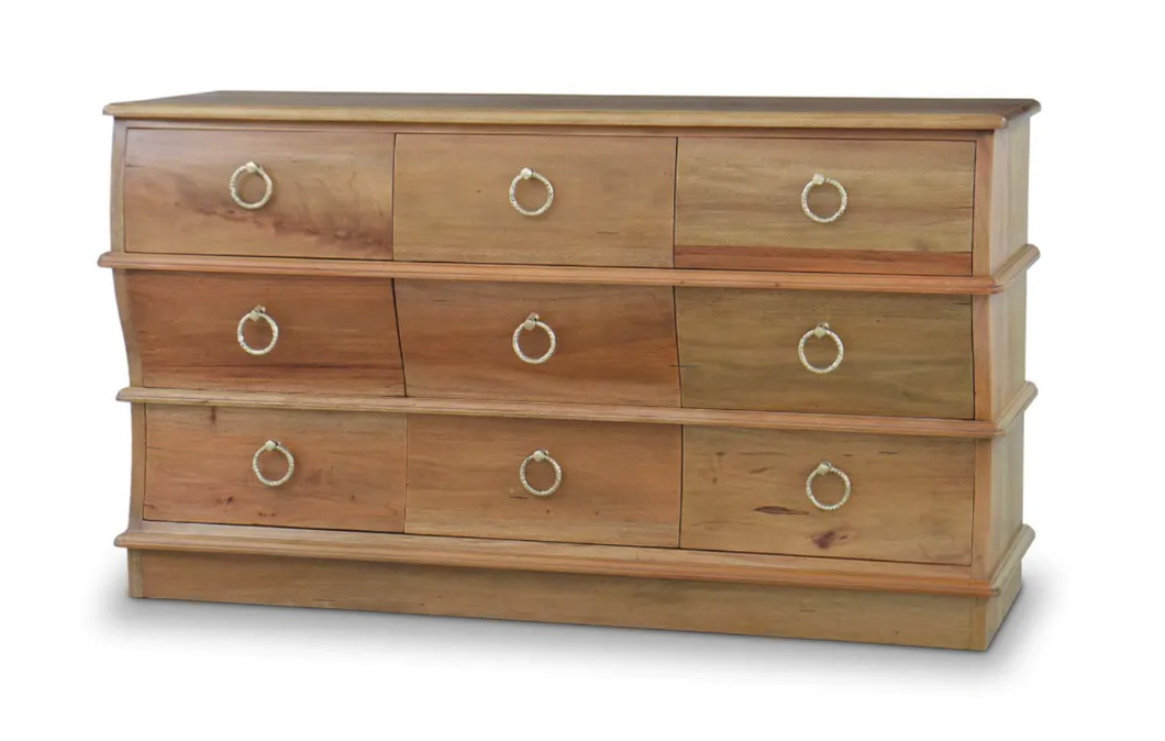 Serpentine 9 drawer dresser