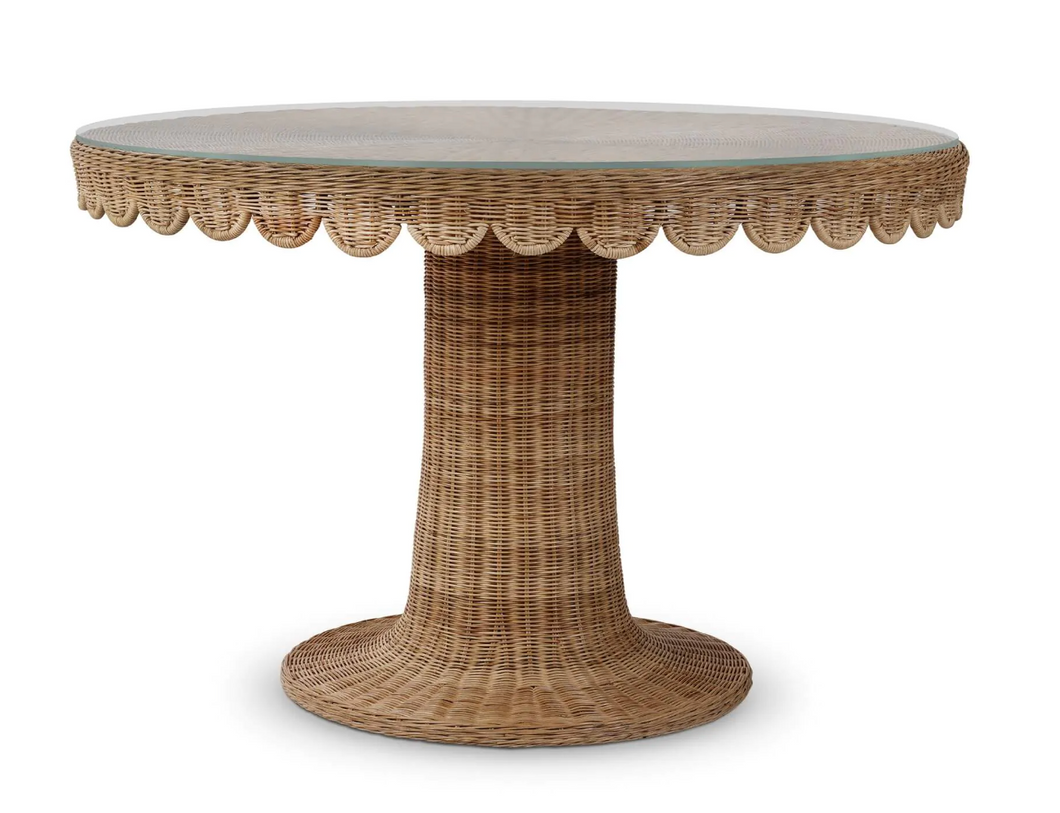 Scalloped Round Rattan Dining Table