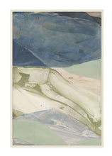 Load image into Gallery viewer, Not So Layered 1 by Theodore Alexander is a large-scale abstract landscape that explores the natural world through broad, expressive fields of color. A commanding Prussian-blue sky anchors the upper canvas, while sweeping layers of ivory, soft green, muted lavender, and pale blue suggest an atmospheric landscape below. Visible brushwork and translucent washes create texture, movement, and depth throughout the composition. Good Bones Furniture
