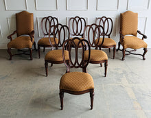 Load image into Gallery viewer, Thomasville Ernest Hemingway Collection 9-piece dining set. Designed with classic European influences and the relaxed sophistication that defines the Ernest Hemingway Collection, this complete dining suite features a beautifully figured mahogany extension table paired with six sculptural loop-back side chairs and two generously proportioned host armchairs. Good Bones Furniture
