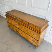 Load image into Gallery viewer, Built from solid mango wood, the Valencia dresser mixes timeless European lines with a relaxed, hand-finished patina. A stepped gallery crowns the case, while framed drawer fronts and reeded, tapered feet give the piece architectural presence. At 72" wide with six generous drawers, it brings warm, natural character and serious storage to the primary bedroom, guest suite, or sophisticated entry.

