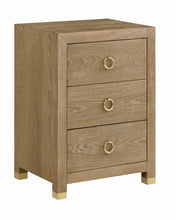 Load image into Gallery viewer, The Ventura Small Bedside Chest by Modern History delivers the same refined craftsmanship and warm material palette as the larger Ventura case pieces, scaled perfectly for bedside use. Finished in oak random veneer, the surface showcases natural grain variation that adds subtle texture and visual depth while maintaining a clean, tailored appearance. Good Bones Furniture

