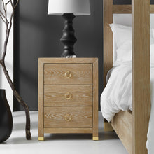 Load image into Gallery viewer, The Ventura Small Bedside Chest by Modern History delivers the same refined craftsmanship and warm material palette as the larger Ventura case pieces, scaled perfectly for bedside use. Finished in oak random veneer, the surface showcases natural grain variation that adds subtle texture and visual depth while maintaining a clean, tailored appearance. Good Bones Furniture
