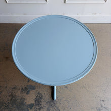 Load image into Gallery viewer, Timeless craftsmanship meets a fresh designer finish in this beautifully restored vintage pedestal table. Professionally lacquered in Farrow &amp; Ball Parma Gray, this versatile accent table features a gracefully turned pedestal, elegant cabriole legs with carved detailing, and a classic rope-molded edge that adds subtle texture and refinement.  Good Bones Furniture

