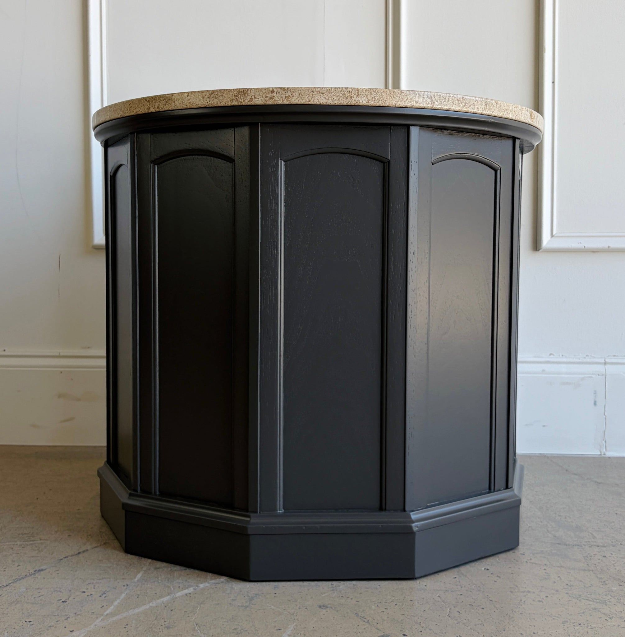 Vintage Travertine Top End Table / Cabinet – Good Bones Furniture
