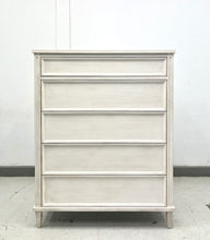 Load image into Gallery viewer, Avalaire 5 Drawer Chest in Marion White by Good Bones Furniture, a tall solid mahogany storage chest with refined proportions and framed drawer detailing

