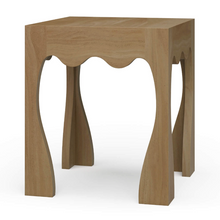 Load image into Gallery viewer, Chloe End Table in Fruitwood finish, crafted from solid mahogany with a scalloped apron and refined, furniture-forward proportions.
