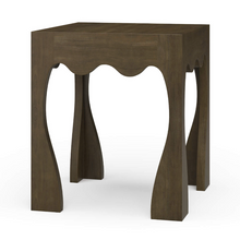 Load image into Gallery viewer, Chloe End Table in Straw Wash, a solid mahogany accent table with softened curves and a light, natural wood tone.
