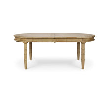 Load image into Gallery viewer, Grosvenor butterfly oval dining table crafted from solid wood, shown in closed position with oval top and turned leg base.
