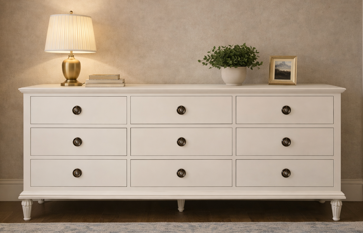 white 9 drawer dresser Milano 9 Drawer Dresser – Good Bones Furniture
