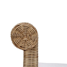 Load image into Gallery viewer, Close-up detail of the Newport Scalloped Bench rolled rattan arm, highlighting handwoven texture and sculptural craftsmanship
